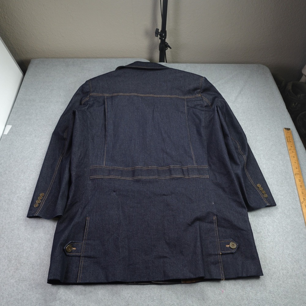 Bruno Rossetti Jacket Mens 48L Blue 70s‎ Paisley Lined Car Coat Denim Italy - Picture 7 of 15